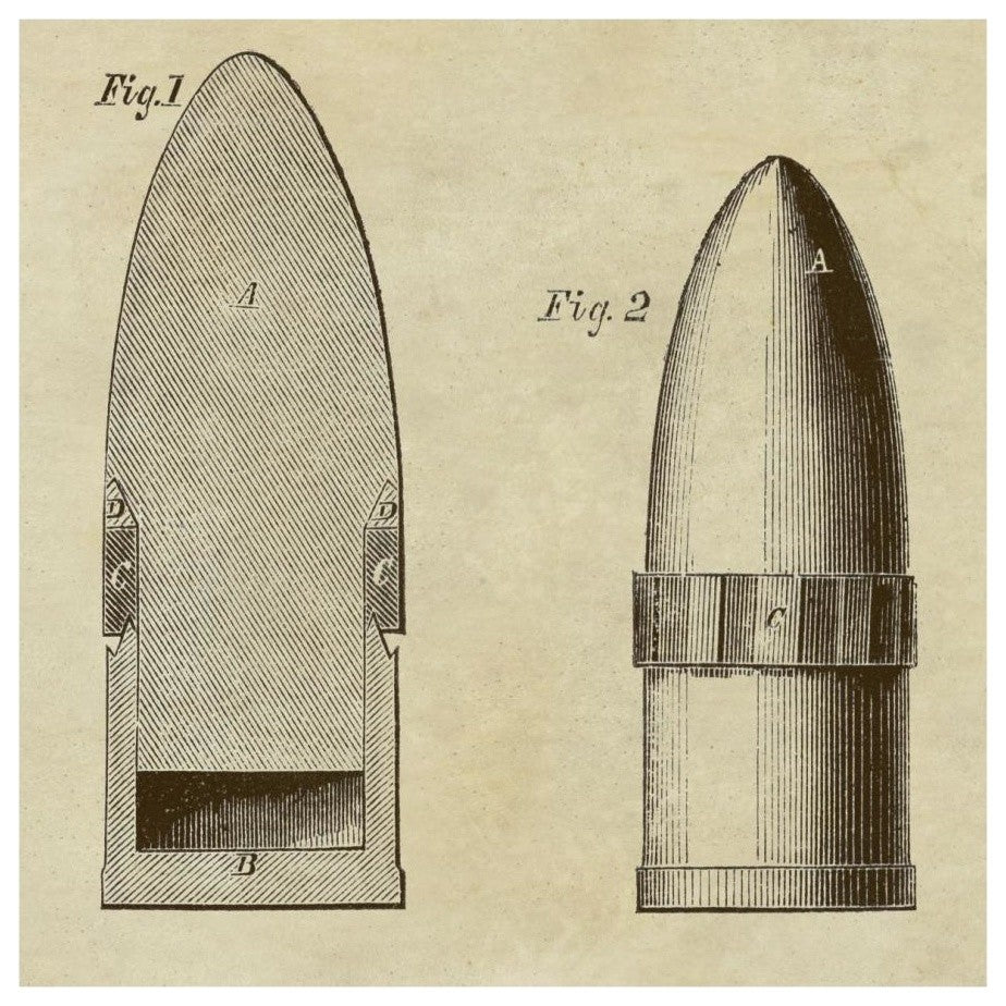 "Improved Artillery Shell" Digital Paper Print by Inventions, 18"x18"
