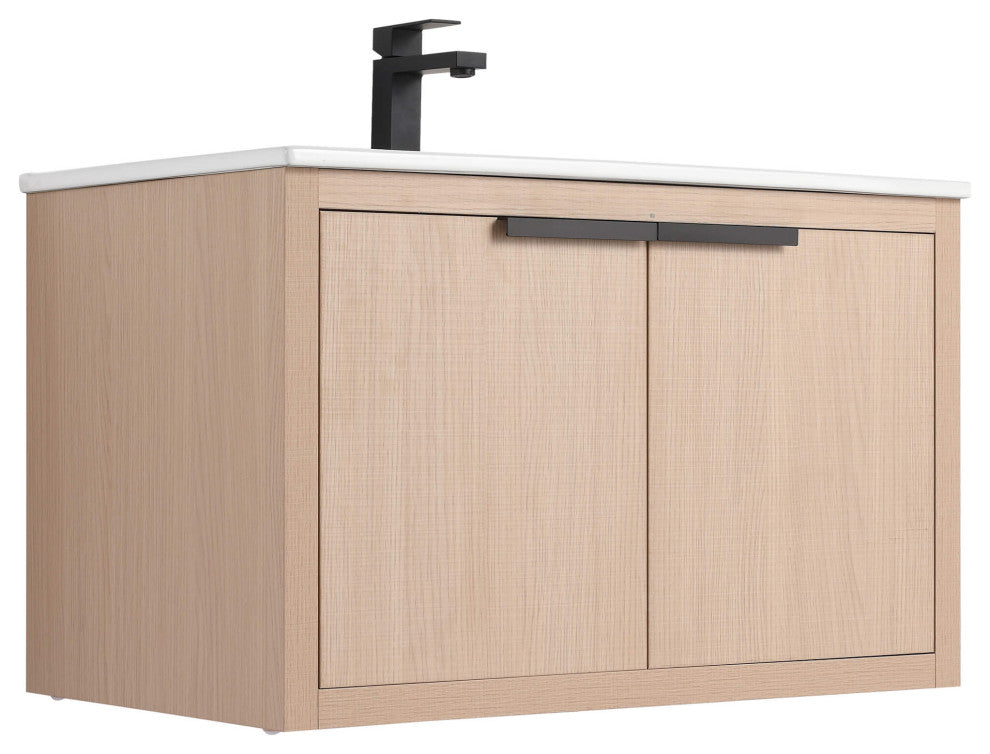 Fine Fixtures Kingsford Vanity Sink Included, White Oak, 30", Doors