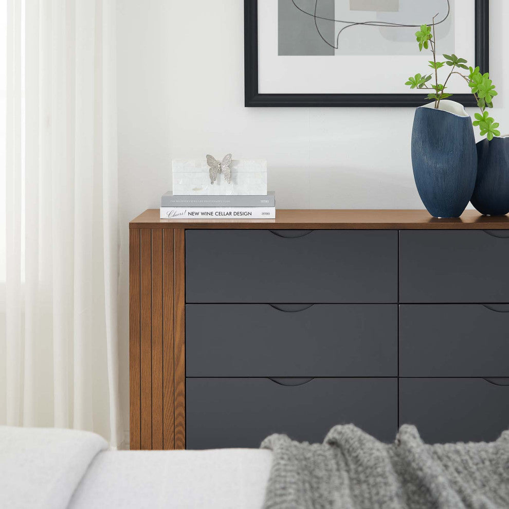Dresser Drawer Chest Stand, Gray Walnut, Wood, Modern, Mid Century Guest