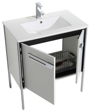 Oakville Bath Vanity, Ceramic Sink, White Matte, 30 Inch, Chrome Hardware