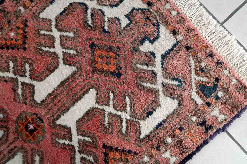 Handmade Vintage Persian Hamadan Rug 2.3'x3.9', 72cmx121cm, 1970s