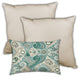 3-Piece Set Teal Boho Chic Indoor Outdoor Zippered Pillows