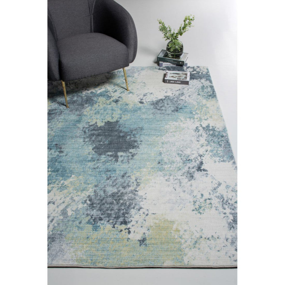 KAS Roxy 2806 Blue/Yellow Nebula Area Rug, 7'6"x10'