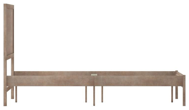 Asher Solid Wood Platform Bed with Wooden Slats and Headboard, Light Brown, Full