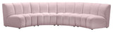 Infinity Channel Tufted Velvet Modular Chair, Pink, 4 Piece