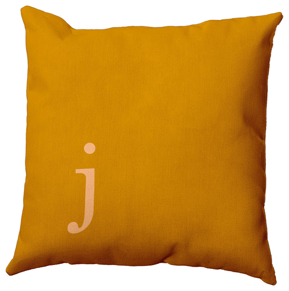 18"x18" Modern Monogram Decorative Throw Pillow, Autumn Gold