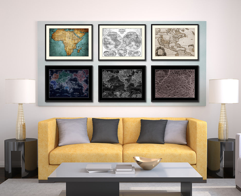 West Virginia Vivid Sepia Map Print On Canvas With Frame, 16" X 21"