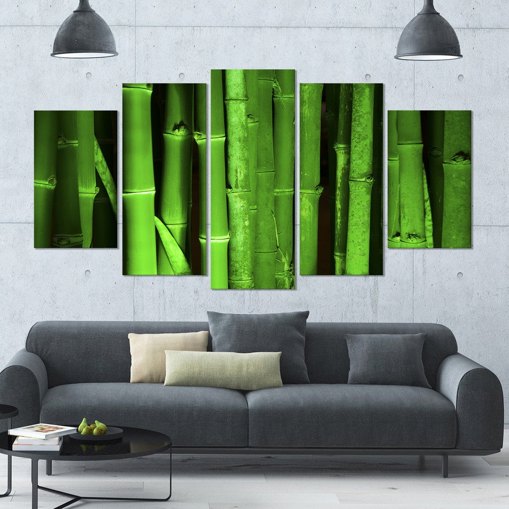Green Bamboo Forest, Large Floral Canvas Art Print, 60"x32", 5 Panels