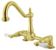 Kingston Brass Two-Handle Bridge Kitchen Faucet, Polished Brass