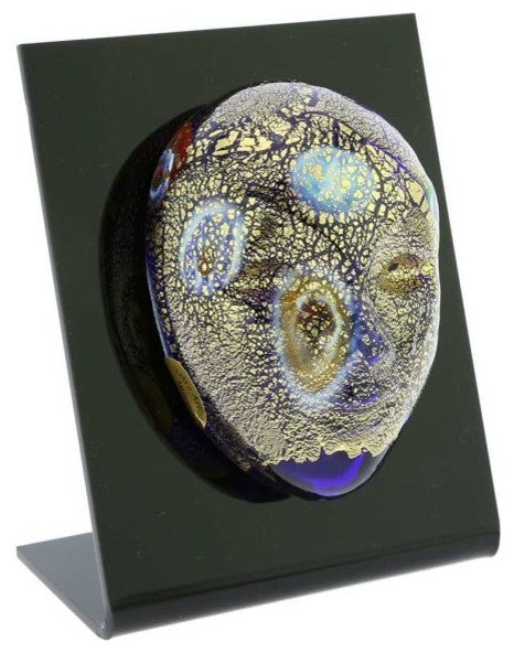 GlassOfVenice Murano Glass Venetian Carnival Mask - Blue Millefiori