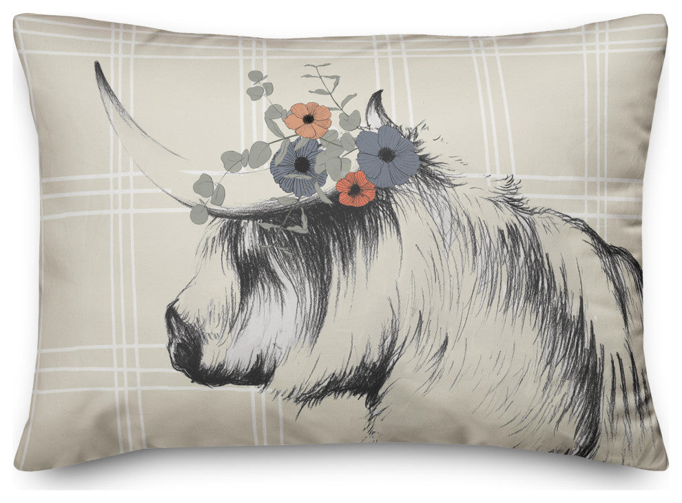 Charcoal Highland Floral Crown 14x20 Spun Poly Pillow