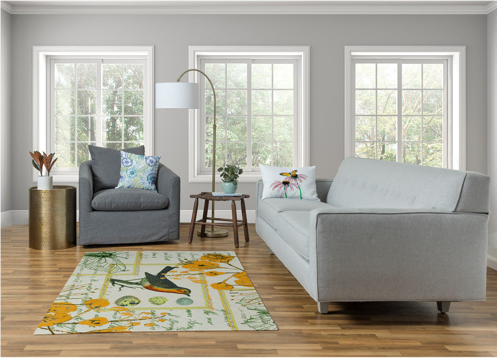 Singing Bird Spring Chenille Rug, Mango, 4'x6'