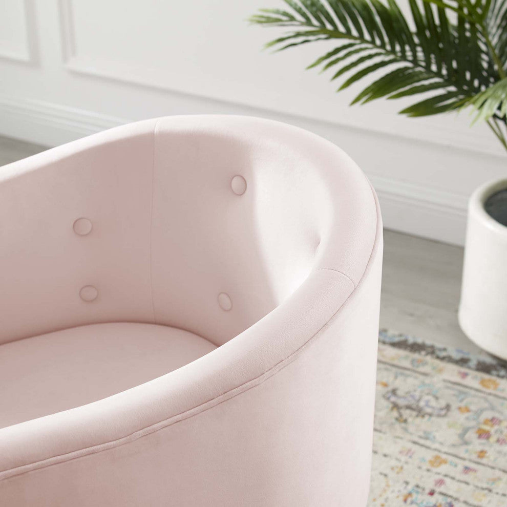 Tufted Side Dining Chair, Velvet, Metal, Pink, Modern, Cafe Bistro Restaurant