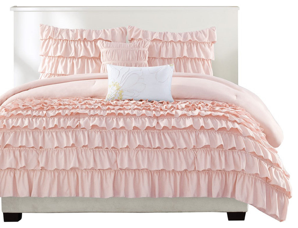 Intelligent Design Waterfall Comforter Set, Blush