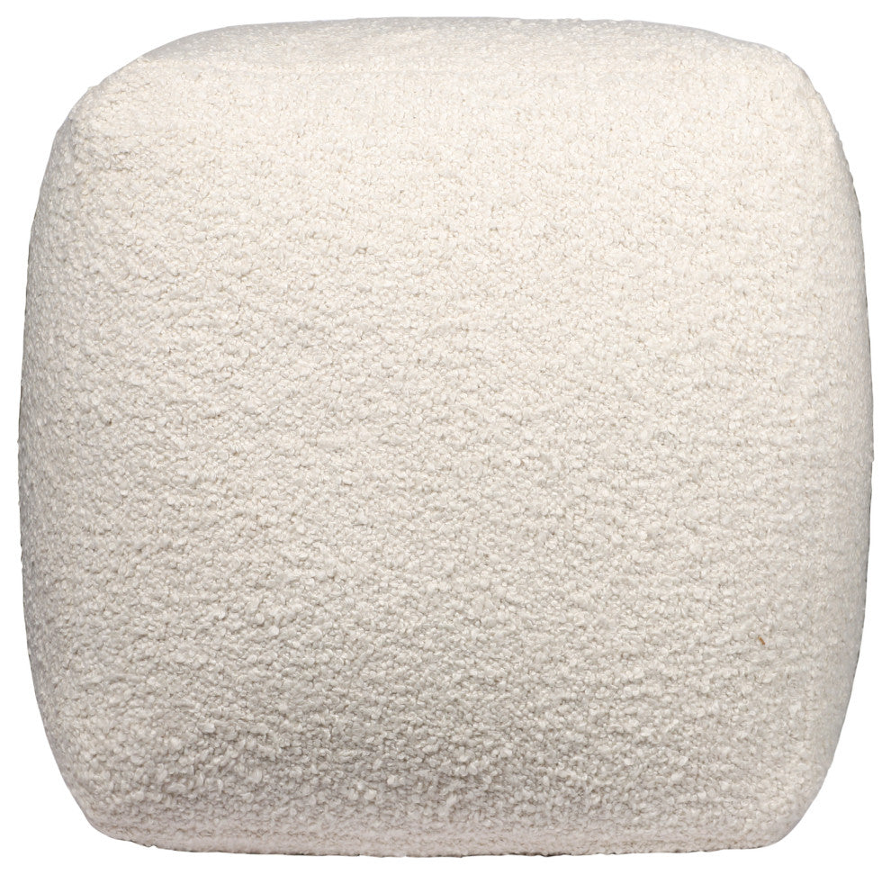 Twill Ivory Transitional Solid Handmade Polyester Square Pouf,  18"x18"x18"