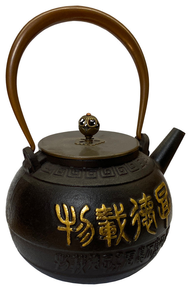 Handmade Quality Asian Cast Iron Teapot Shape Display Art Hws2374