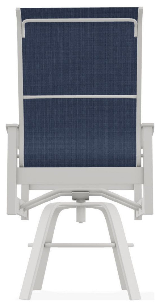 Leeward Sling Balcony Height Outdoor Swivel Armchair, Mavi/Snow