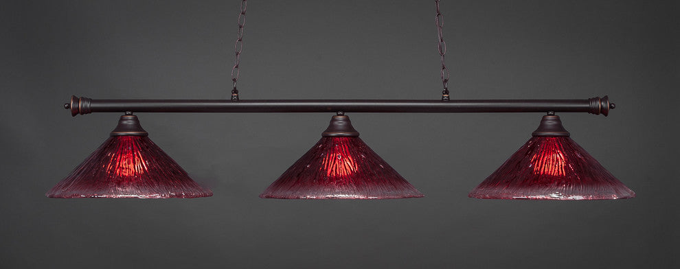 Oxford 3-Light Bar, Dark Granite/Raspberry Crystal