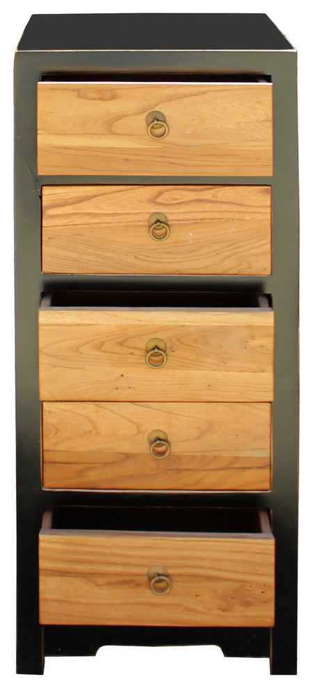 Black & Brown Five Drawers Slim Chest of Drawers Cabinet Hcs4184