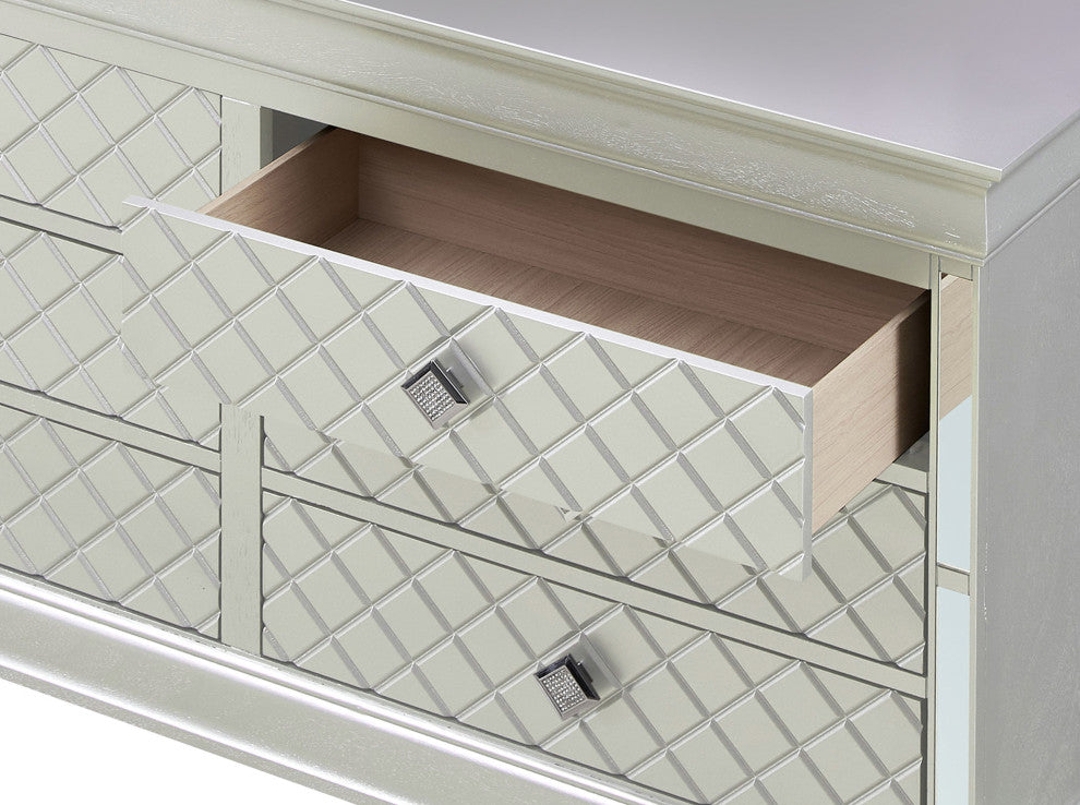 Verona 6-Drawer Dresser, Silver Champagne