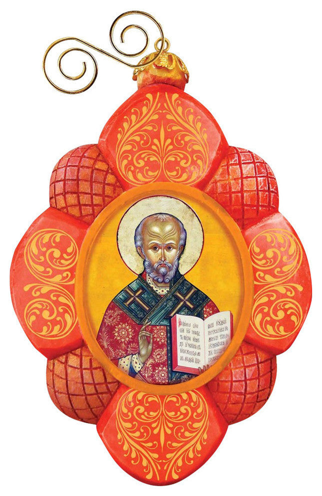 Hand Painted Saint Nick Scenic Ornament