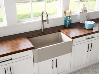 LaToscana Reversible, Fluted/Smooth Fireclay Sink, Silver Flax, 30"