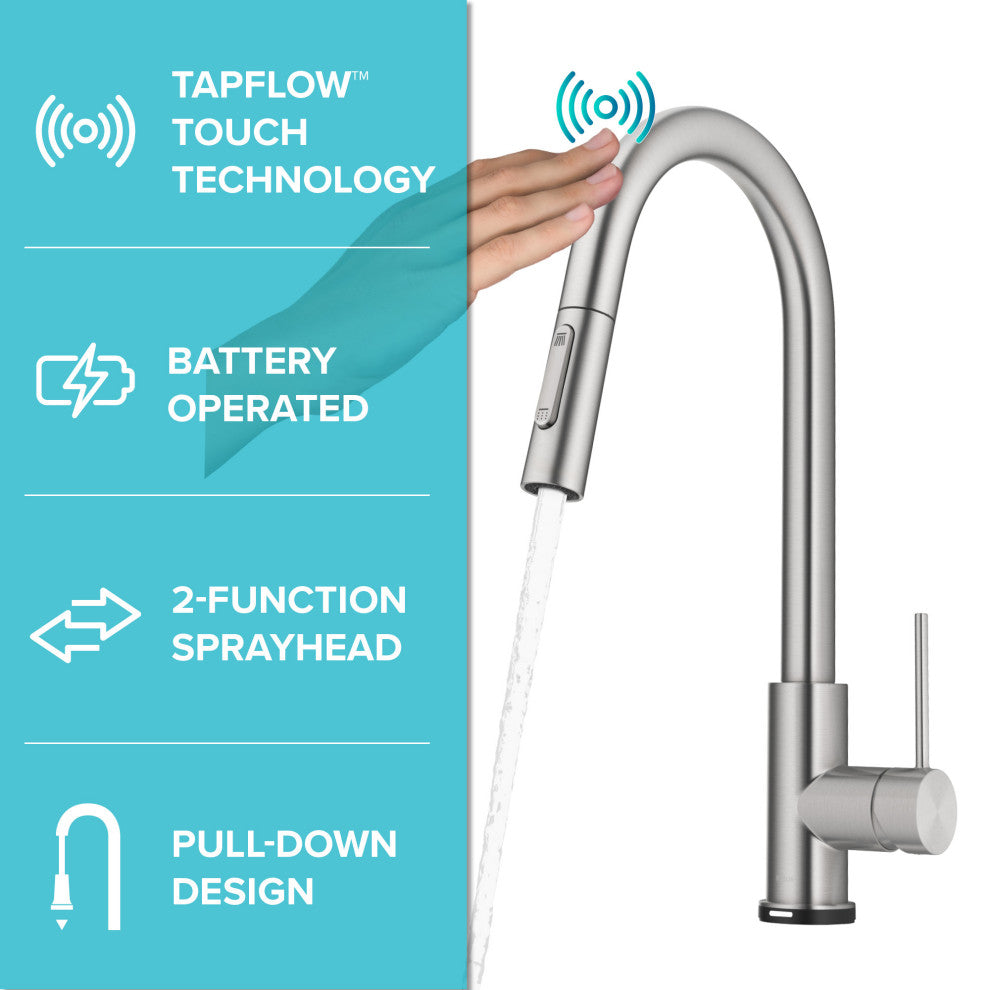 Oletto Pull-Down 1-Hole Kitchen Faucet, Spot Free Stainless Steel
