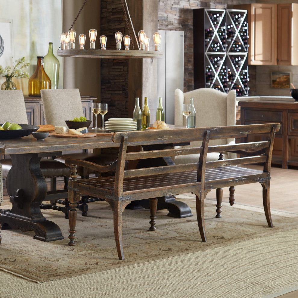 Hooker Furniture 5960-75315-BRN Helotes 74"W Rustic Farmhouse - Saddle Brown