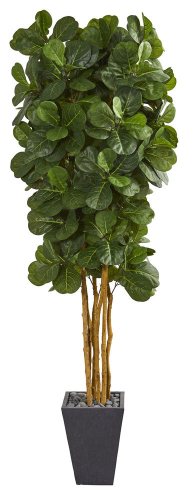 Nearly Natural  Fiddle Leaf Artificial Tree in Slate Planter