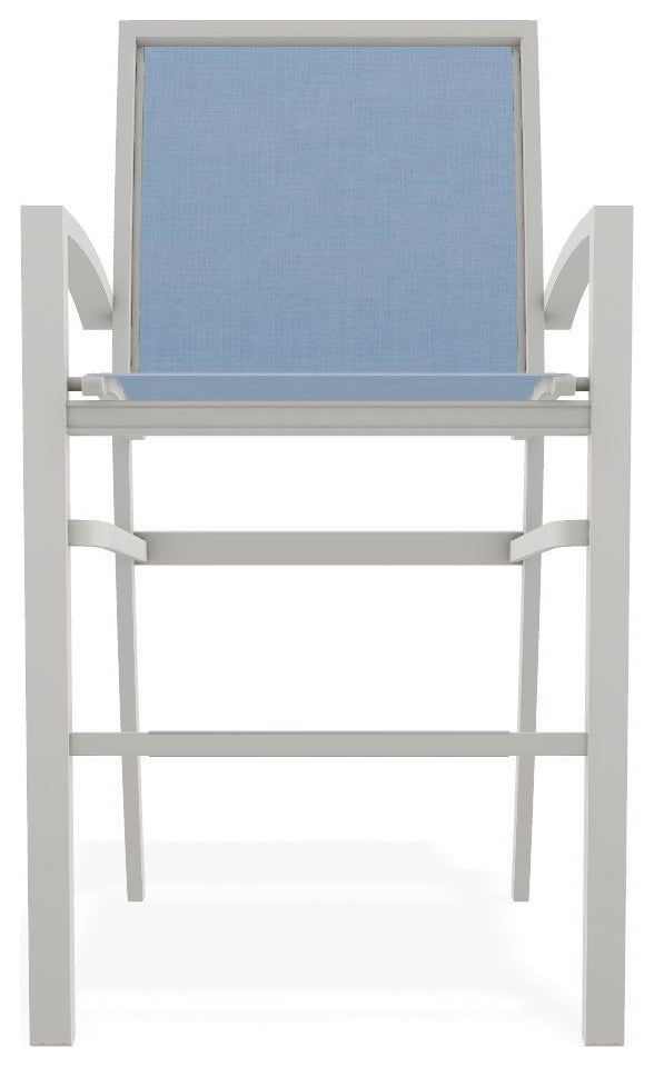 Kendall Sling Bar Height Stackable Outdoor Stool, Sky/Snow