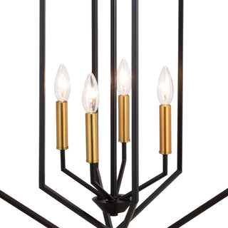 Riley 18" 4 Light Pendant Black and Satin Brass