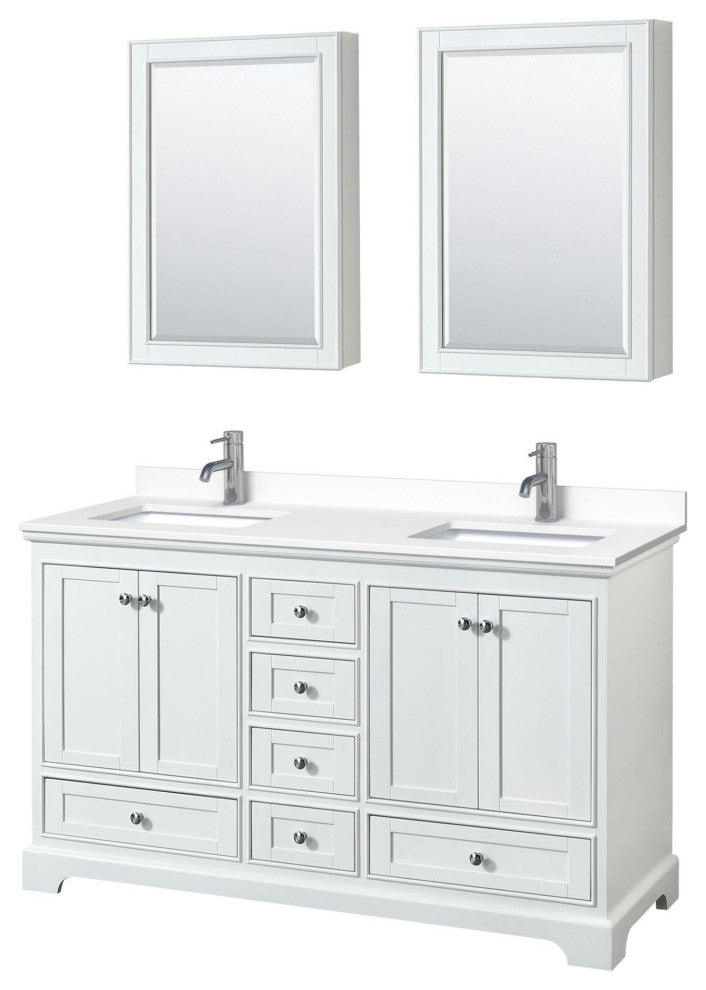 Wyndham Collection WCS202060D-VCA-MED Deborah 60" - White / White Cultured