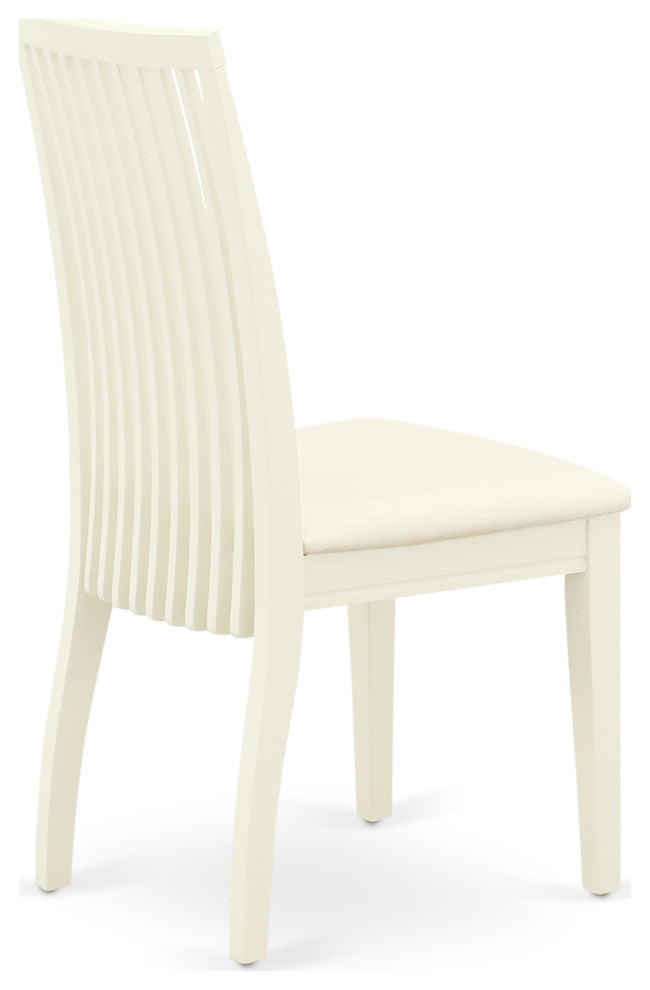 5Pc Dining Set, Round Dinette Table, Drop Leaves, Four Linen Seat Chairs, White