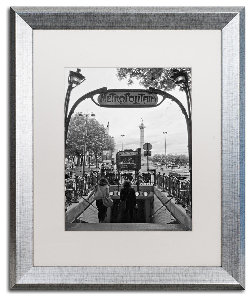 "Metropolitan 1" Framed Art by Yale Gurney, Silver, White, 16"x20"