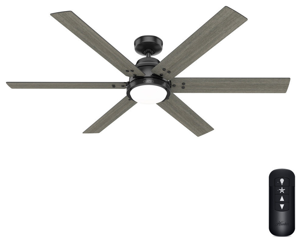 WiFi Gravity Ceiling Fan, LED Light Kit and Handheld Remote, Matte Black, 60"