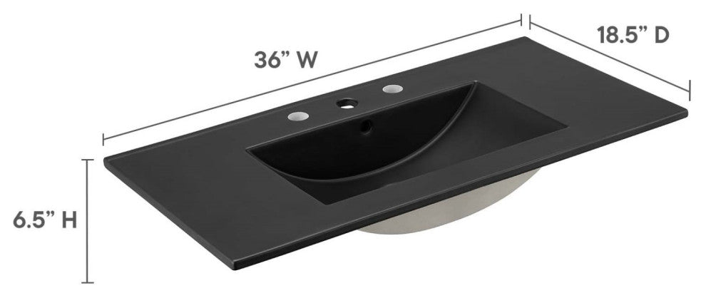 Single Vanity Sink, Black, Ceramic, Bedroom Bathroom, Contemporary Modern
