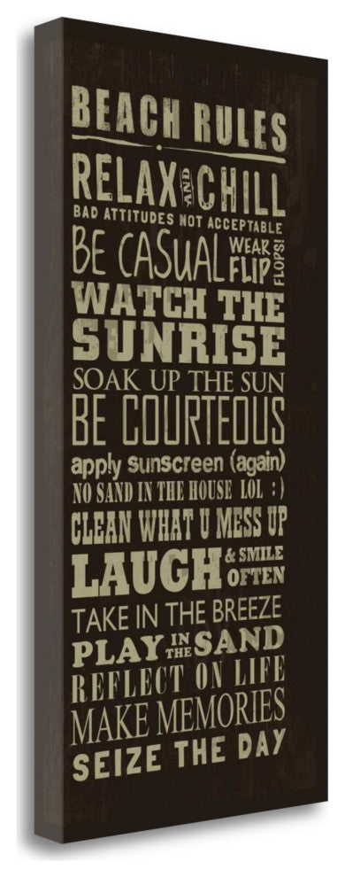 16" Fun Beach Rules Sign Giclee Print on Gallery Wrap Canvas Wall Art