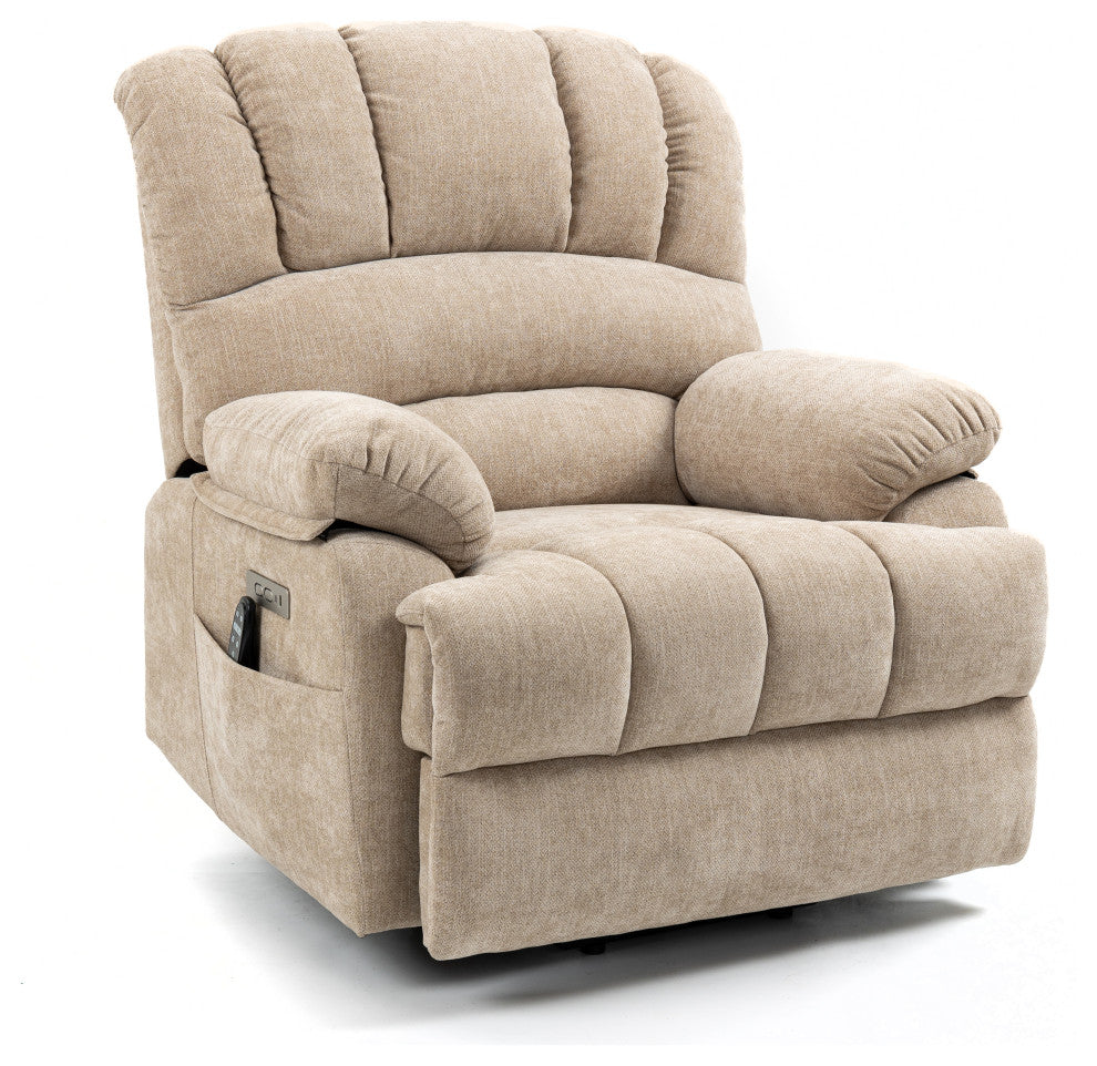 Power Lift Recliner Chair with Massage and Heat Function, 8-Point Vibration, Beige