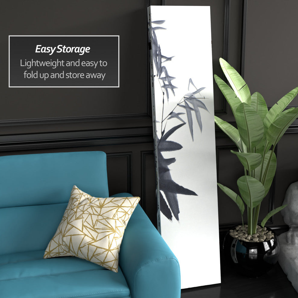 6'' Tall Double Sided Bamboo Calligraphy Canvas Room Divider