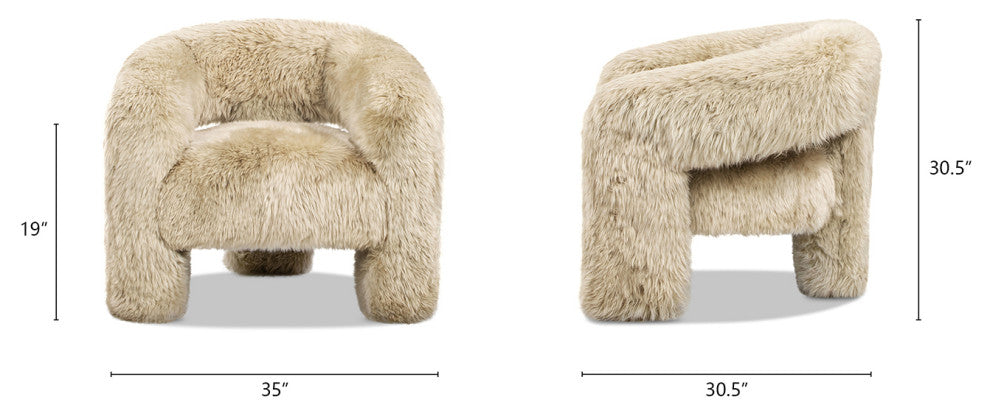 Avalon 35" Genuine Sheepskin Fur Split Barrel Back Accent Chair, Natural Blonde