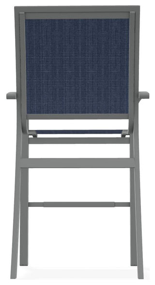 Kendall Sling Bar Height Stackable Outdoor Stool, Mavi/Graphite