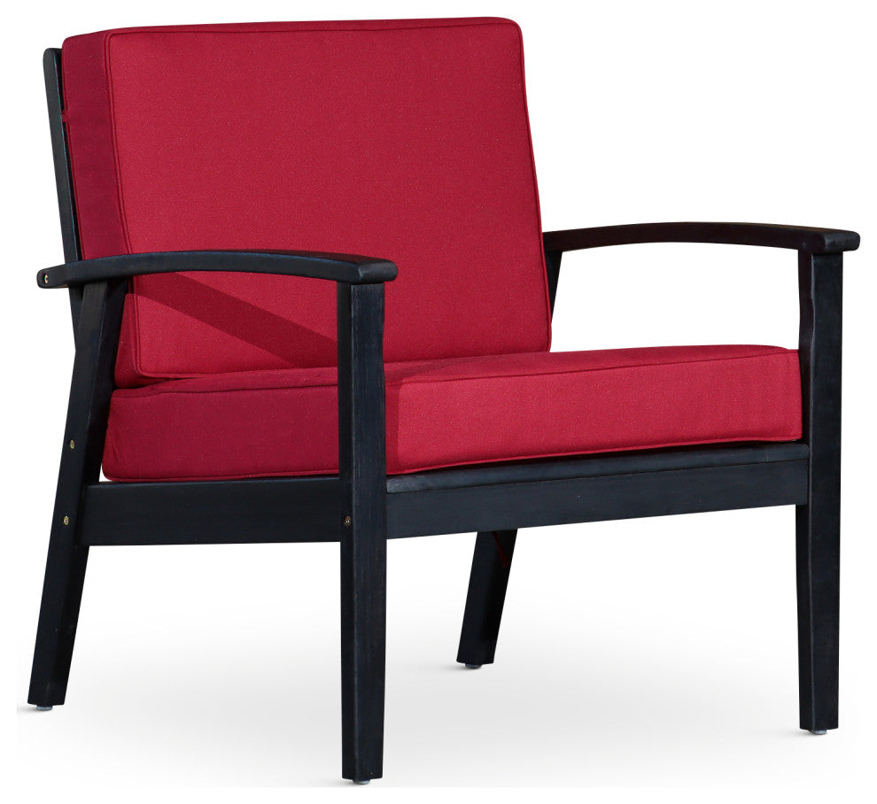 DTY Outdoor Living Longs Peak Eucalyptus Chair W/ Cushions, Espresso, Burgundy