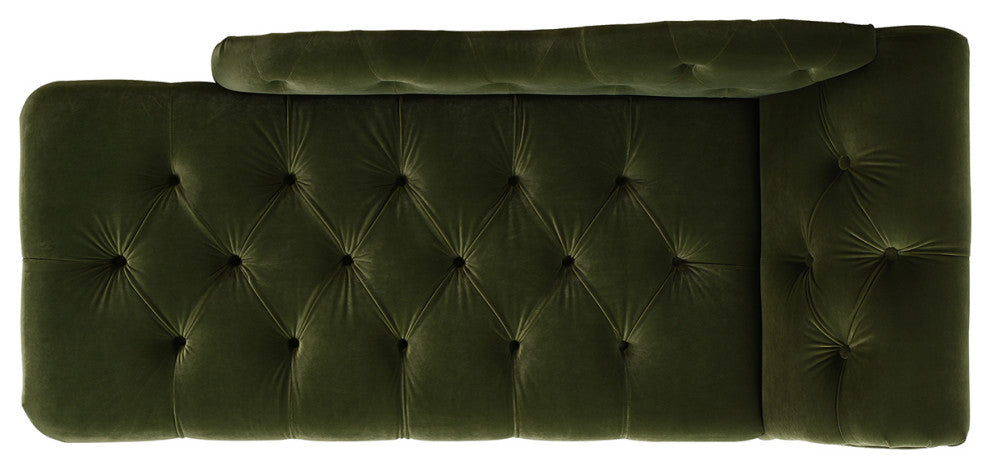 Samuel Velvet Tufted Chaise Lounge, Right-Arm Facing, Olive Green Performance Velvet