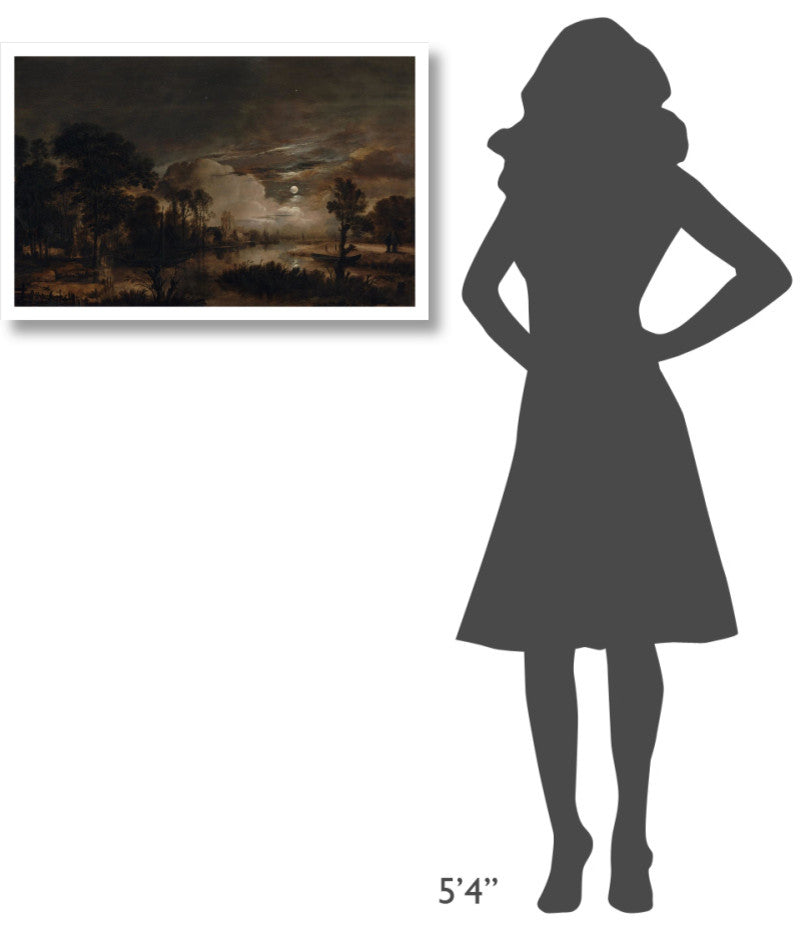 "Moonlit Landscap, New Amstel River and Castle Kostverloren" Paper Art, 32"x21"