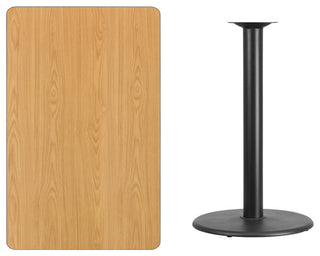 30"x48" Natural Laminate Table Top With 24" Round Bar Height Table Base