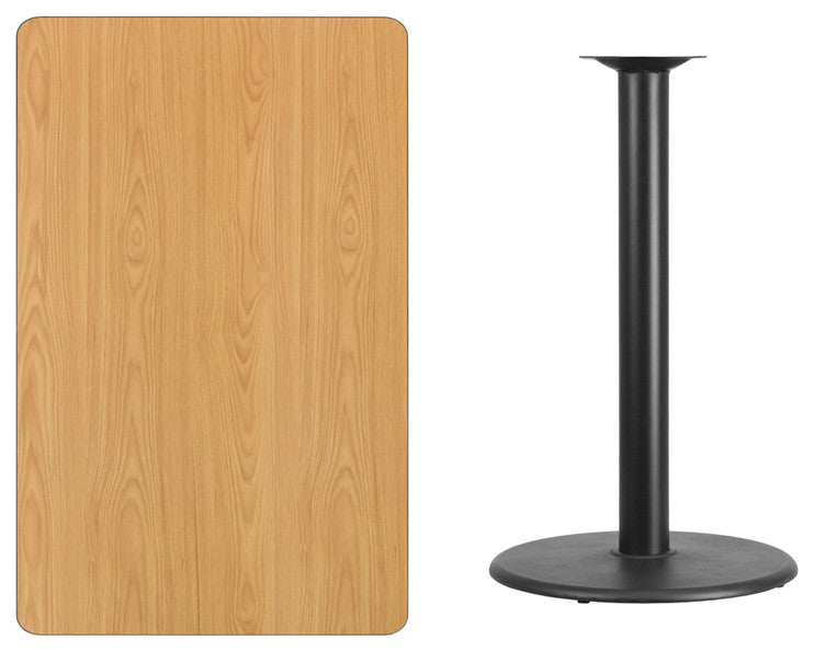 30"x48" Natural Laminate Table Top With 24" Round Bar Height Table Base