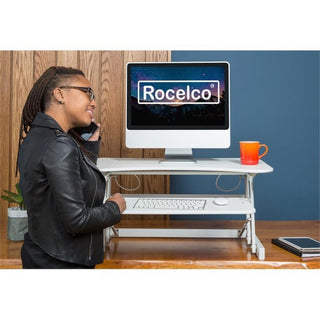 Rocelco 32" Height Adjustable Standing Desk Converter in White (R ADRW)
