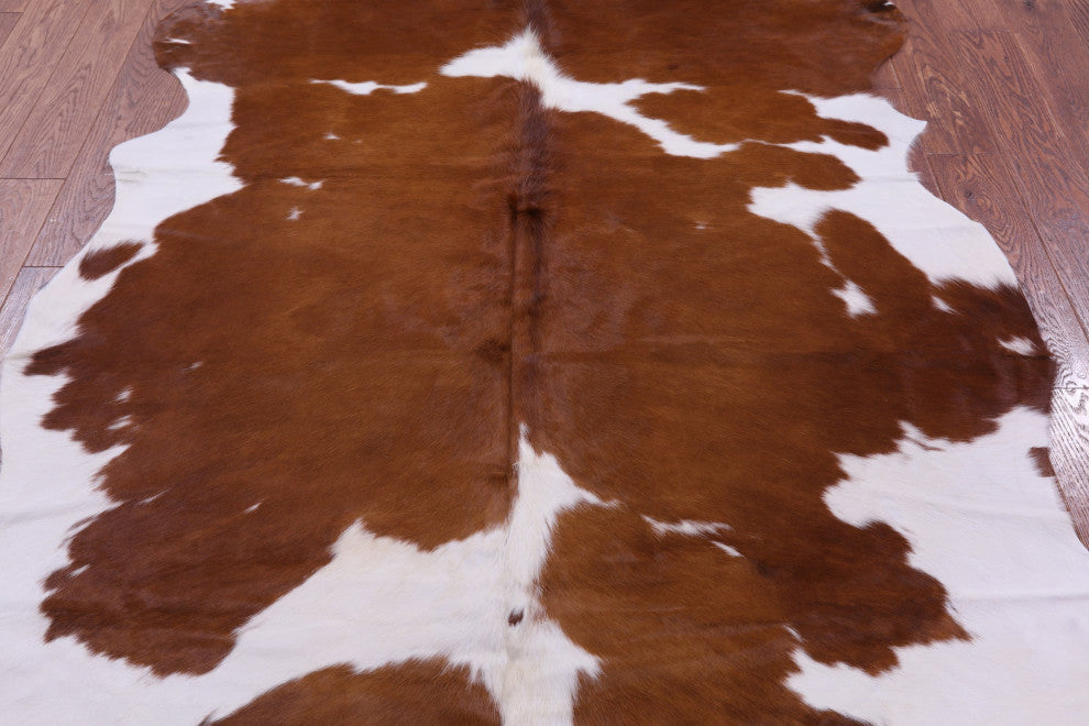 Brown and White Natural Cowhide Rug 7' 6" X 5' 10" C2324
