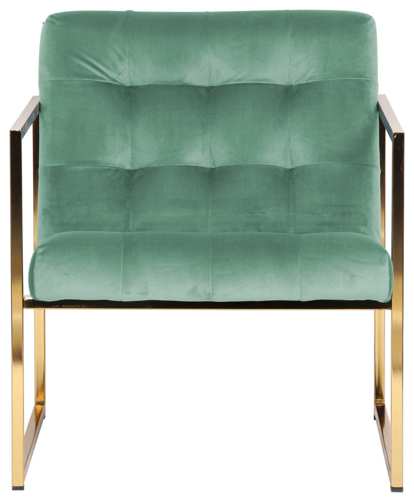 Tufted Accent Armchair with Gold Sled Base Lexington Series, Turquoise