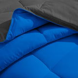Bare Home Reversible Bed-in-a-Bag, Medium Blue/Gray, Gray, Twin